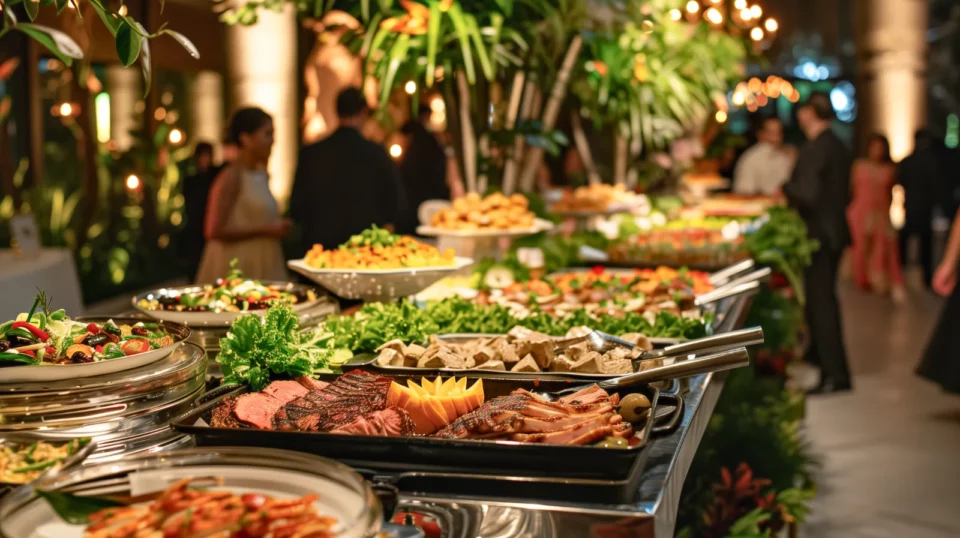 Ein reichhaltiges Buffet bei einem Catering Event in Aschaffenburg